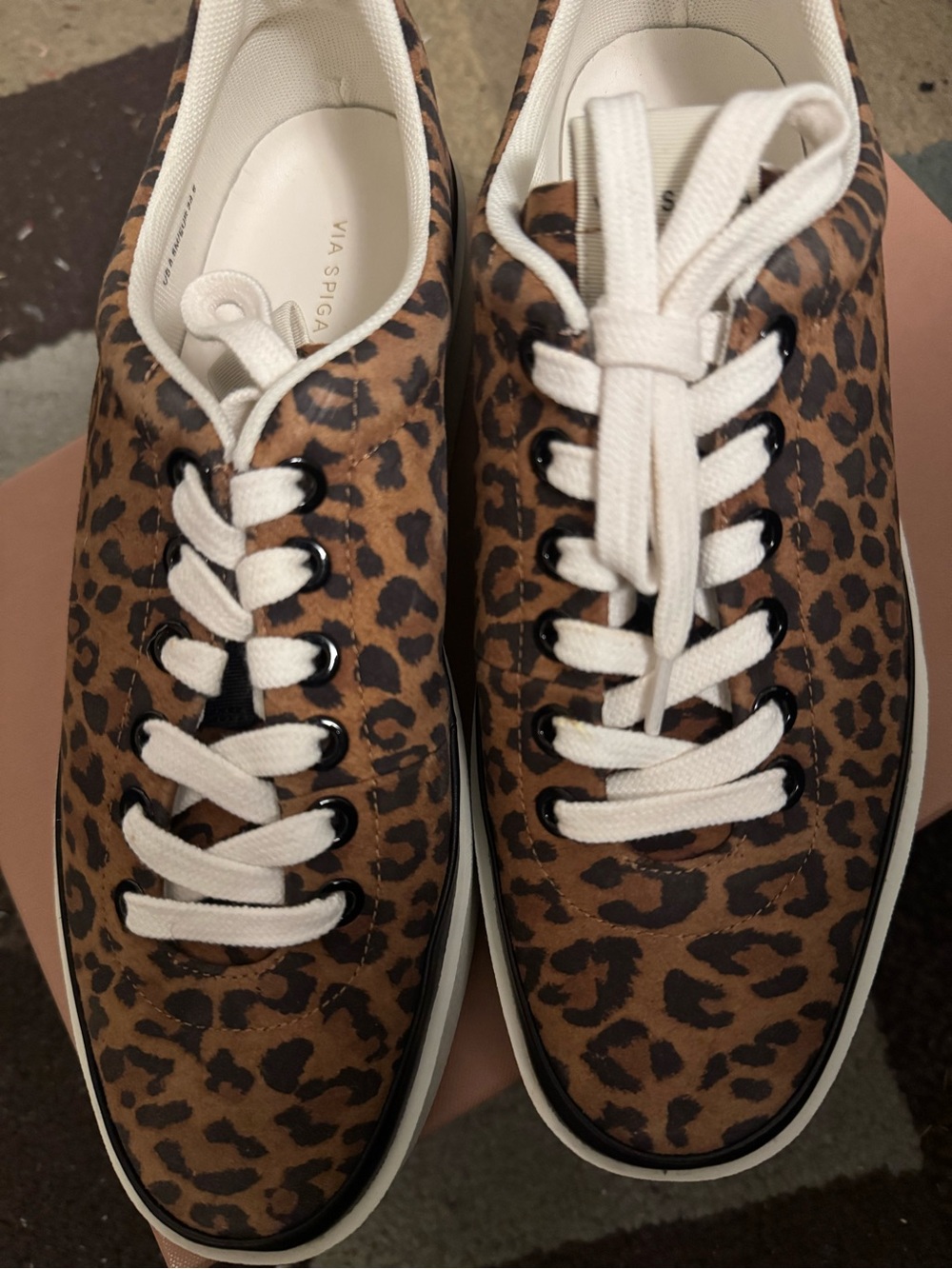 Via Spiga Leopard-Print Low-Top Sneakers in Brown, Black & White